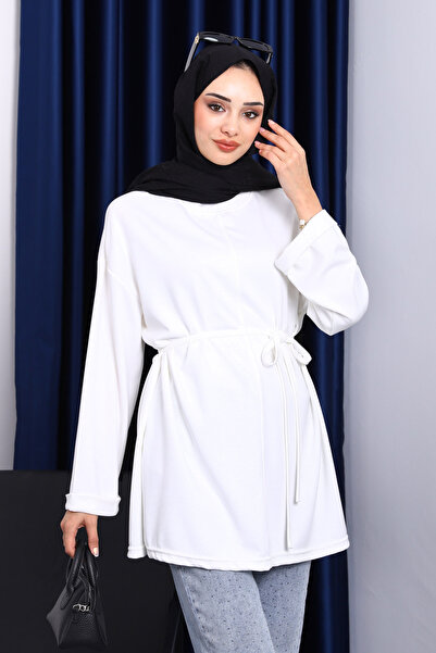 İmajButik تونيك إكرو بفتحات جانبية ورباط خصر