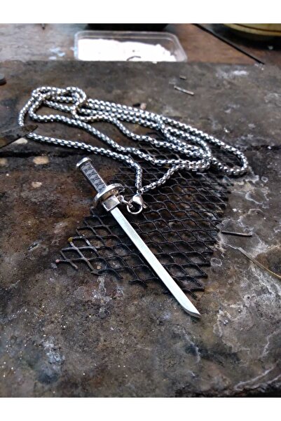 BY YUCEL 925 Ayar Gümüş Japon Katana Kılıç Kolye