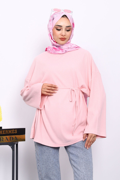 İmajButik Τονίκ με λαιμόκοψη και ζώνη στη μέση