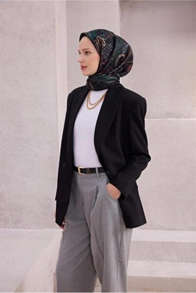 Belli Tivil Pure Silk Scarf 4207 - 34 Μαύρο σχέδιο λουλουδιών