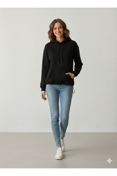 LC Waikiki unisex 3 iplik kapüşonlu lastikli sweatshirt
