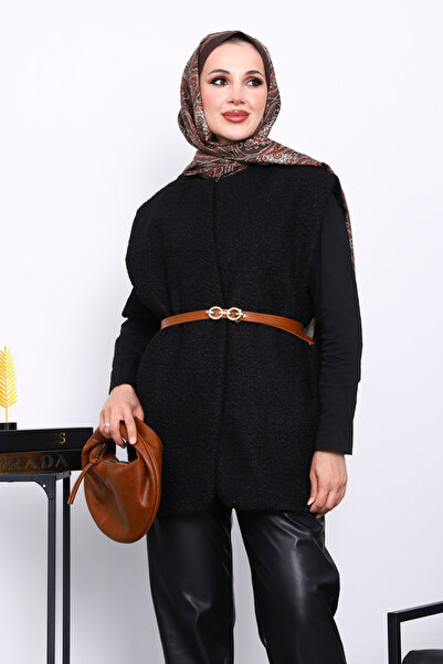 İmajButik Black Boucle Lined Vest