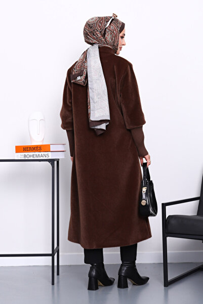 İmajButik Brown Buttoned Angora Coat