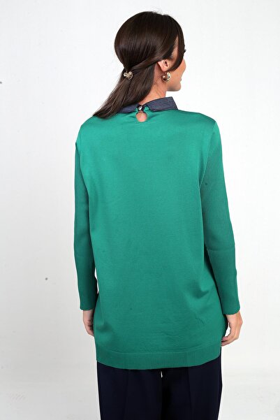 By Saygı Γυναικεία πλεκτή μπλούζα με πέτο από πέτρα