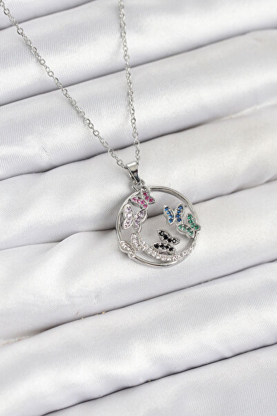 BESKAR 316L Steel Chain Silver Color Zircon Stone Butterfly Women's Necklace