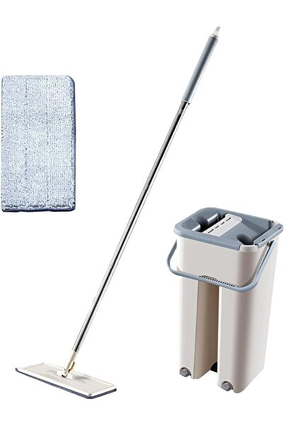Twinkle Mart Flat Floor Mop and Bucket Set with Wringer, Slim Flat Head, Microfiber Pads, Telescopic Handle