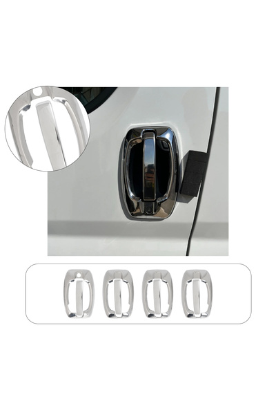 BRSPLAST Fiat Ducato Uyumlu 2024 Ve Üzeri Krom Kapı Kolu 4 Kapı (Sensörlü) Pa...