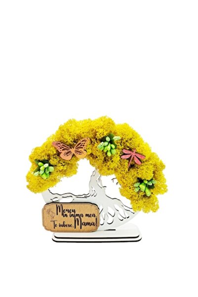 OEM Cadou Copacul Vietii, cu licheni stabilizati, din lemn alb, „Mama”, 15cm,...