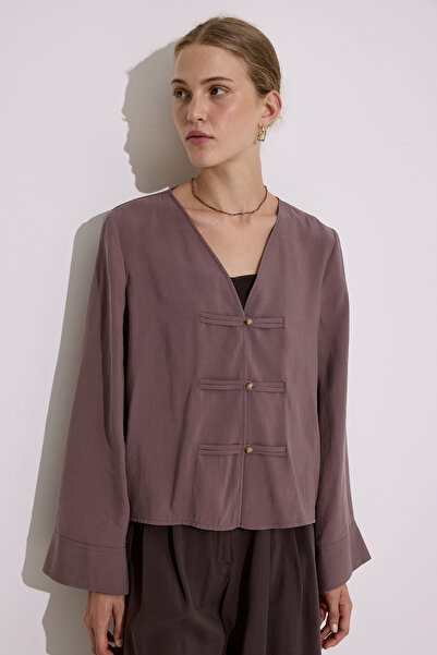 Manuka Modal Wide Sleeve Blouse Dried Rose
