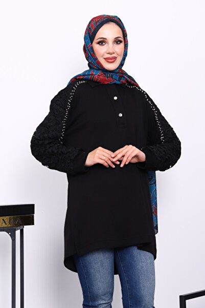 İmajButik Black Stone Embroidered Buttoned Tunic
