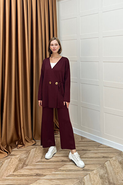 Stilife Σετ πλεκτών ενδυμάτων Lyon Mercerized μπορντό