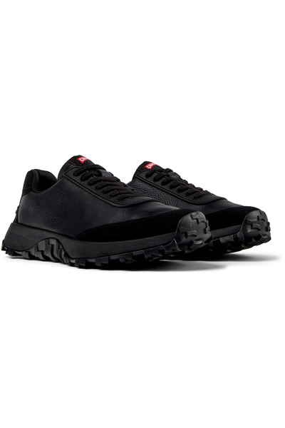 CAMPER Men Black Leather Comfortable Sole Lace-Up Rubber Nubuck Detailed Basic Sport Shoes Drift Trail