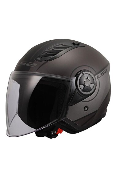 LS2 Airflow 2 Açık Motosiklet Kaskı Mat Cover Mat Gri-Siyah