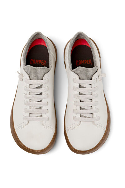 CAMPER Women White Leather Comfortable Sock-Fit Lightweight Elastic Lace-Up Casual Shoes Peu Serra
