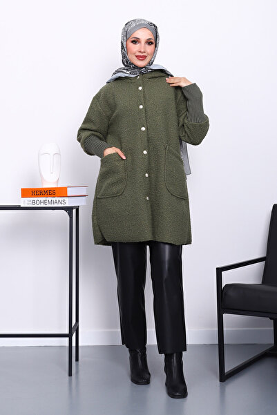 İmajButik Χακί παλτό με κουκούλα