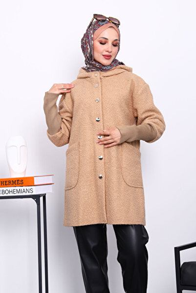 İmajButik Biscuit Hooded Boucle Coat