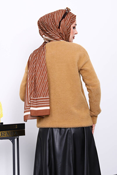 İmajButik Biscuit Crew Neck Angora Soft Knit Sweater