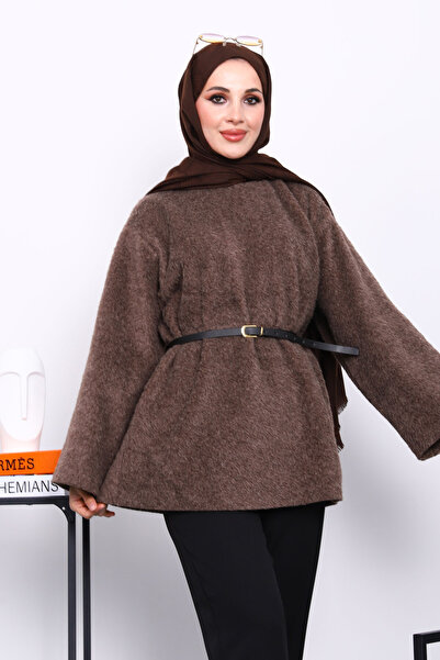 İmajButik Brown Angora Tunic with Waist Belt