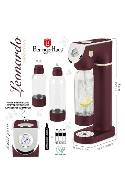 Berlinger Haus Carbonated drinks maker Leonardo BH 8555, burgundy