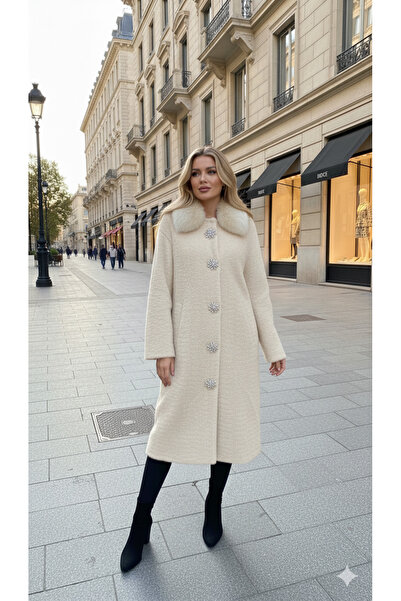 MOOR BUTİK Moor Imported May Collar Fur Tricot Coat