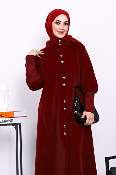 İmajButik Μπουφάν από ανγκόρα με κουμπιά μπορντό