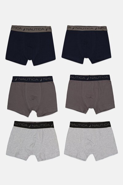 Nautica Kids Boy 6 Pieces Brand Logo Boxer Briefs, Multicolor