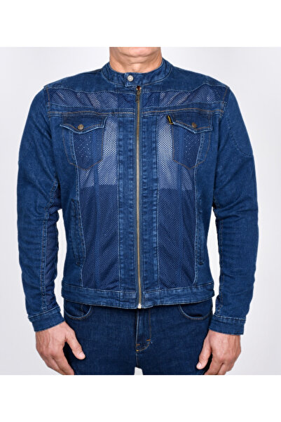 Riderdenim Efil File Kot Yazlık Motosiklet Montu Mavi