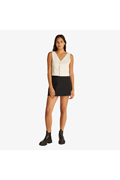 Calvin Klein Kadın Siyah Volanlı Etek