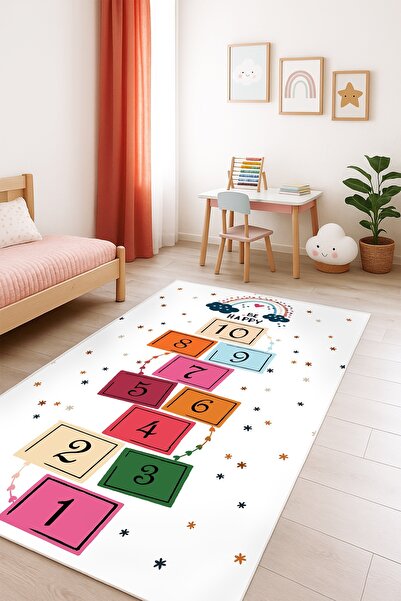 Olverno Home Oyun halısı makinede yıkanabilir kaymaz taban leke tutmaz çocuk ...