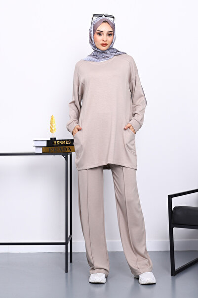 İmajButik Stone Side Pocket Shoulder Piece Bottom piped Modal Set