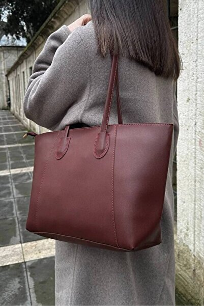 Rivina Geantă de umăr și de mână DONA pentru femei, mărime mare, roșu claret