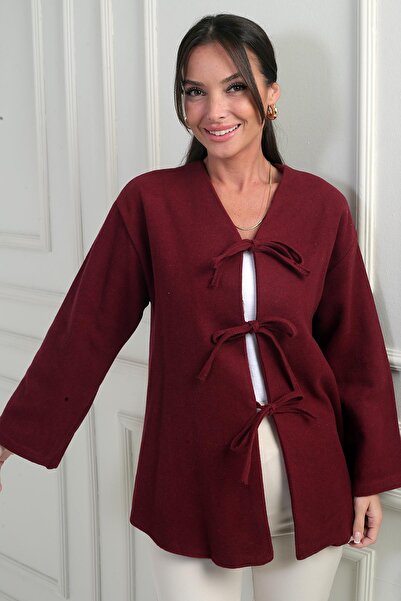 By Saygı Women's Front Lace-Up 3 Thread Cashmere Cardigan