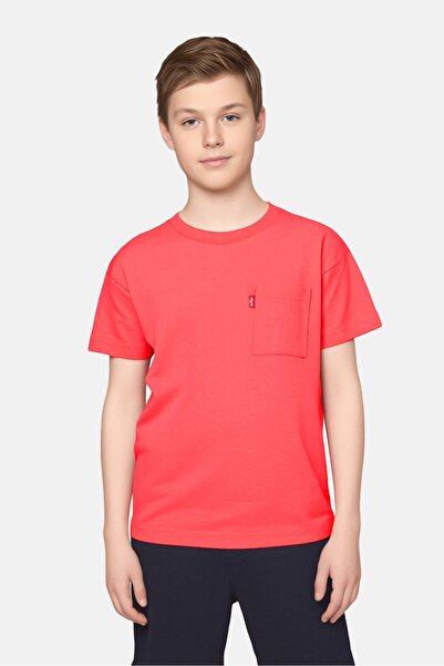 Levi's Kids Boy Crew Neck Brand Logo Short Sleeve T-Shirt, Red