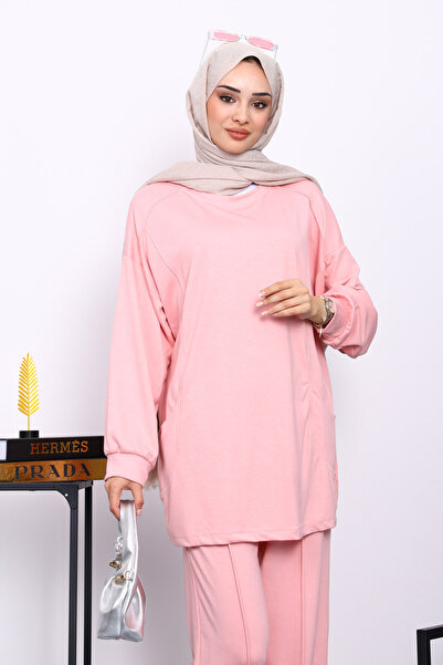 İmajButik Powder Side Pocket Shoulder Piece Bottom piped Modal Set