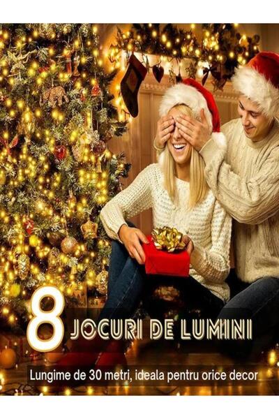 OEM Christmas light installation 30m, 180 warm white LEDs, 8 light effects, indoor/outdoor