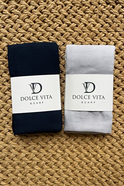 Karkan Tekstil 2'li Bambu Kıraş Şal (Koyu Lacivert, Gri)