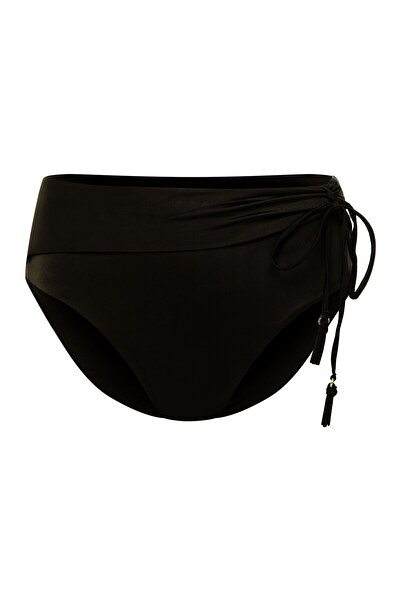 ESOTIQ High Waist Bikini Bottom Brief with Draping and Decorative Side Tie | Zibraz