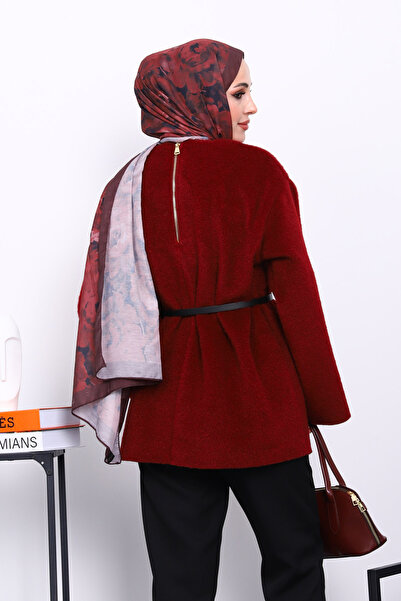 İmajButik Burgundy Angora Tunic with Waist Belt