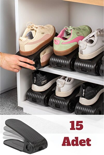 Bayev 15'Li Ayakkabı Rampası Ayakkabı Düzenleyici Dolap İçi Organizer - Siyah