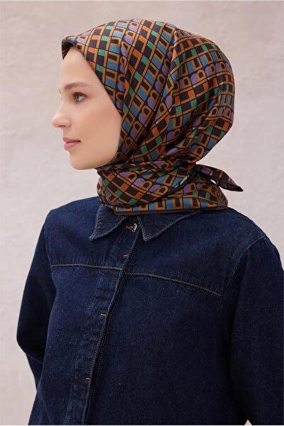 Belli Tivil Pure Silk Scarf 4223 - 83 Καφέ Μοτίβο με λογότυπο