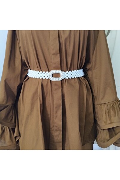 FashionForYou Curea elastică Pearly B cu perle, cu cataramă ovală din metal ș...