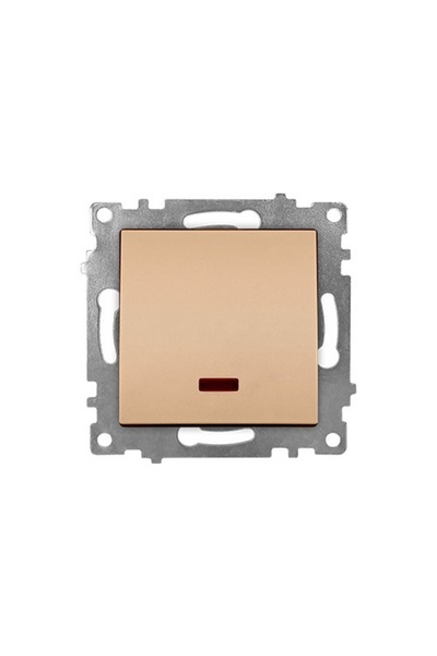 Klaus 10 τεμάχια, μονός διακόπτης με LED χωρίς πλαίσιο χρυσό, KE01402W (10/120)