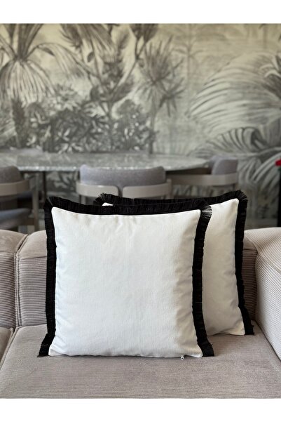 Skhome غطاء وسادة مزخرف حديث بحواف مزركشة قطعة واحدة 43×43