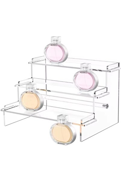 PUFO Shelf for presenting and organizing products in stores or exhibitions, stepped, 3 levels, 25.5 cm