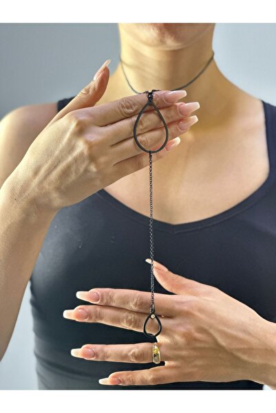 Gönülden Tasarım Black Drop Unisex Necklace 26 cm