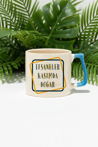 qoeuyl boutique Quadrilateral Legends Are Born in November Printed Birthday Gift Blue D Handle Mug Cup