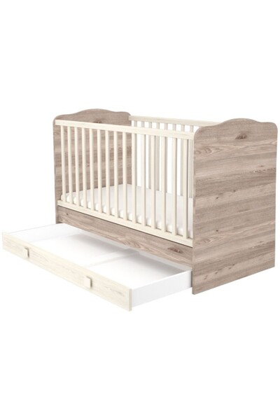 Hubners Sofia convertible wooden cot with drawer 140x70 cm cream sand