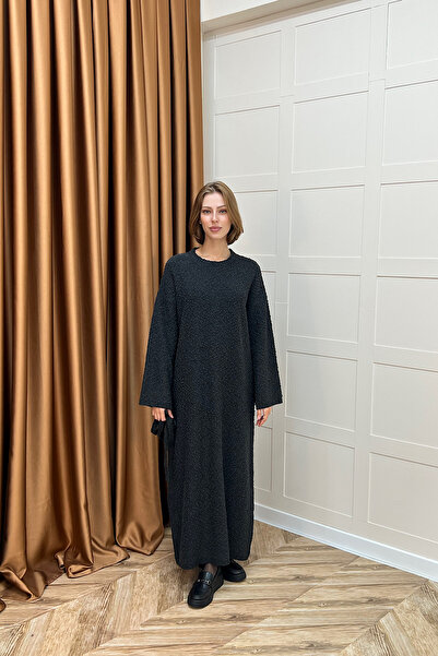 Stilife Φόρεμα από πλεκτό ύφασμα Yumoş Sim ανακατευμένο σε ανθρακί χρώμα