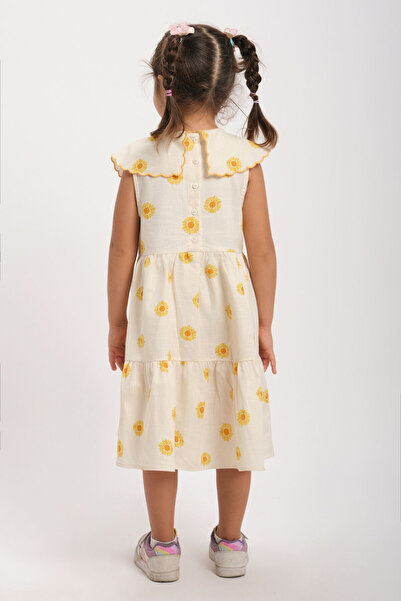 WE AND ME Κοριτσίστικο καλοκαιρινό φόρεμα από βαμβακερό κίτρινο λουλουδάτο σχέδιο