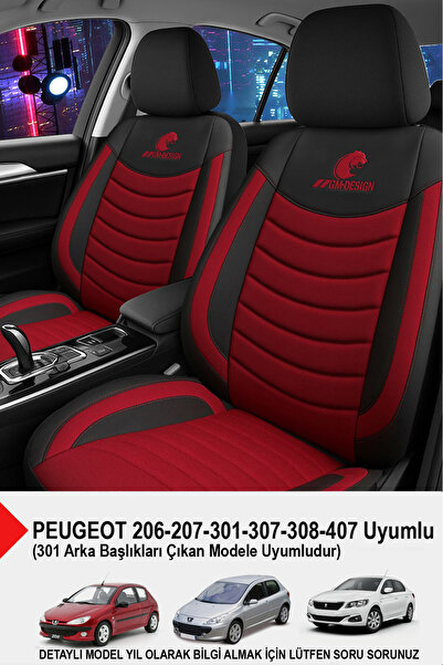 GM-DESIGN Panther Series Linen Fabric Car Seat Cover (Compatible with Peugeot 206-207-208-306-307-407)